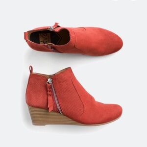 NWOT DV8 Perforated Wedge Bootie Red Orange - size 8